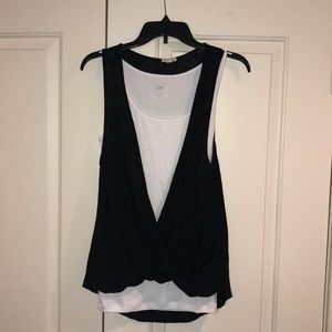 Silence + Noise Open Front Black Tank Top